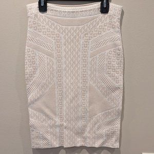 BCBGMaxazria Josa White & Nude Knit Skirt Sz M